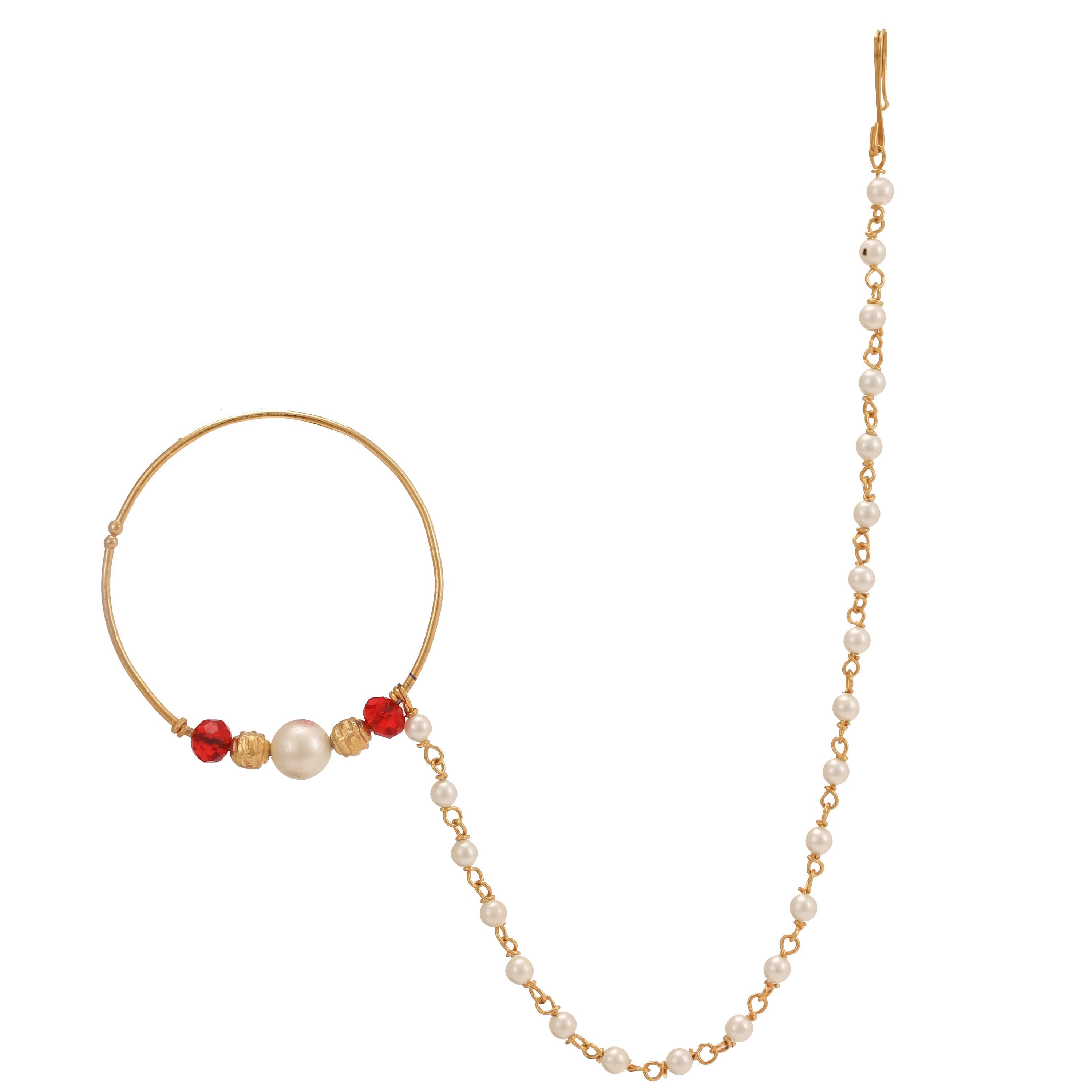 Gold Polki Studded Bridal Nose Ring – Sanvi Jewels